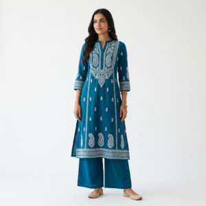 Teal Embroidered Kurta Set